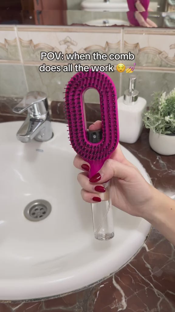 CARESKY 2-in-1 Detangler Hair Brush with Powerful Water Spray Mister Brush